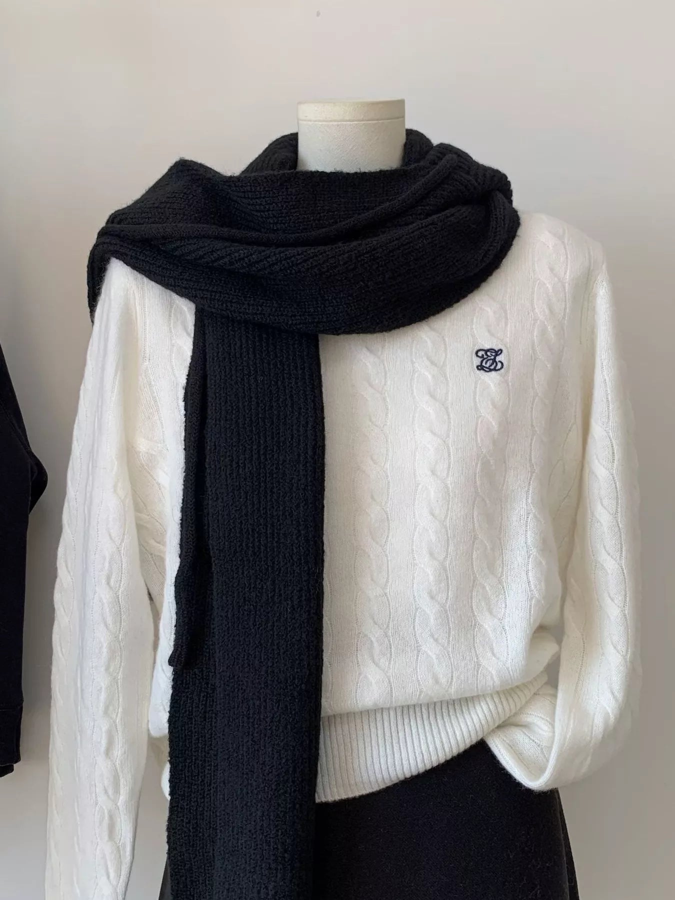 Knitted Solid Color Scarf Hat