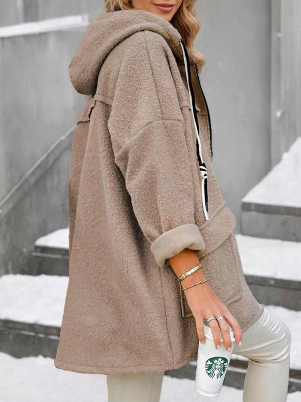 Fleece Zip Up Hooded Outerwear