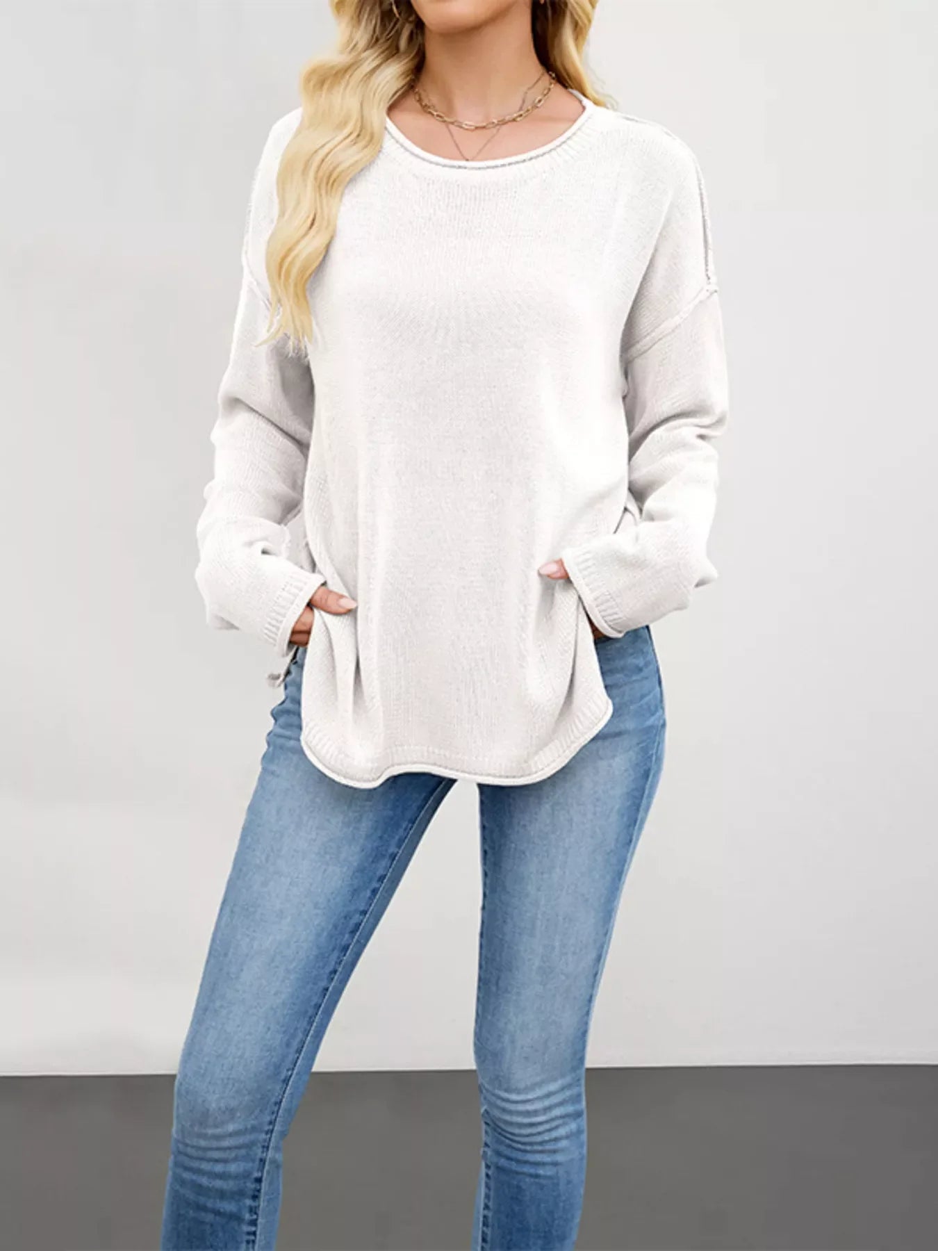 Casual Loose-Fit Crew Neck Sweater