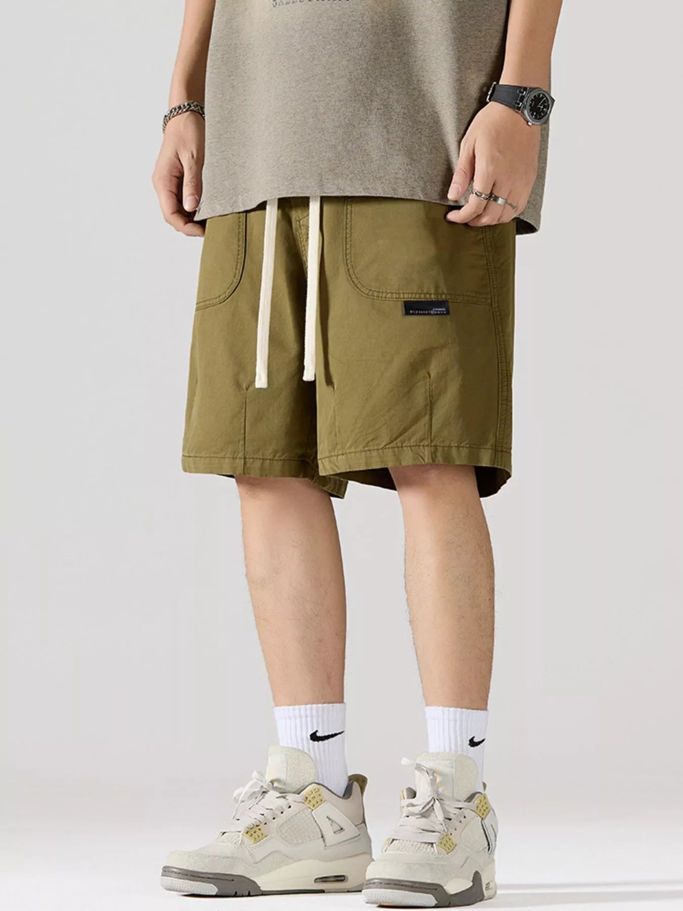 Men's Full Size Cargo Drawstring Shorts Plus Size