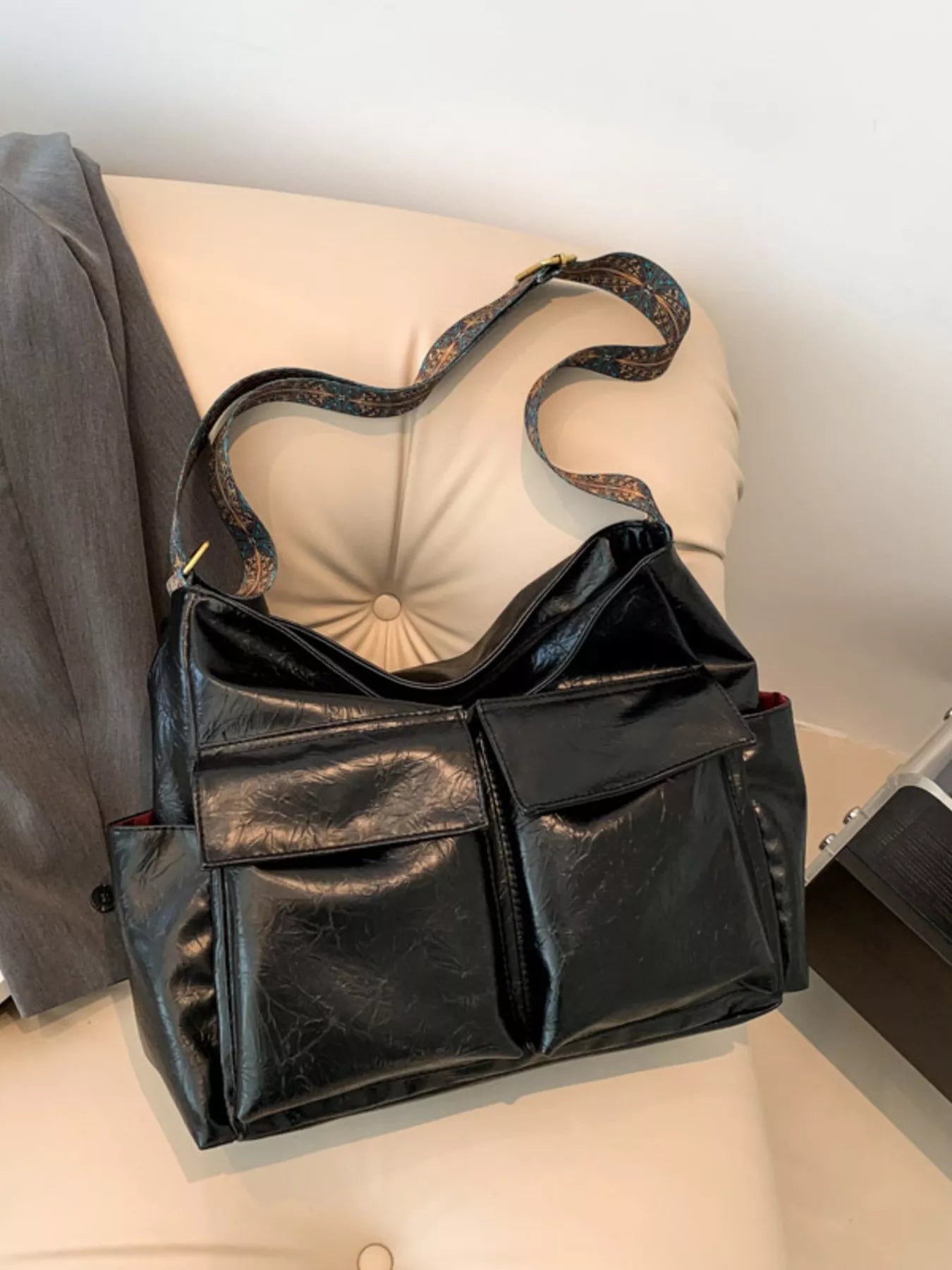 Adjustable Strap Multi Pocket Handbag