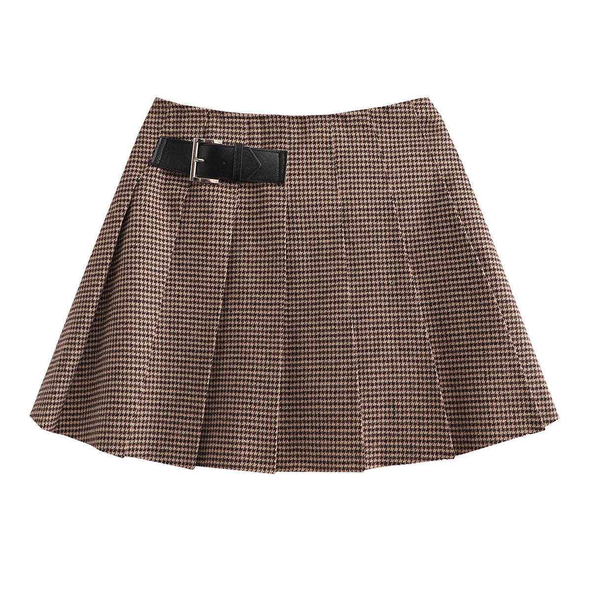 Houndstooth Suit Jacket Leather Ring Decorative Culottes Suit