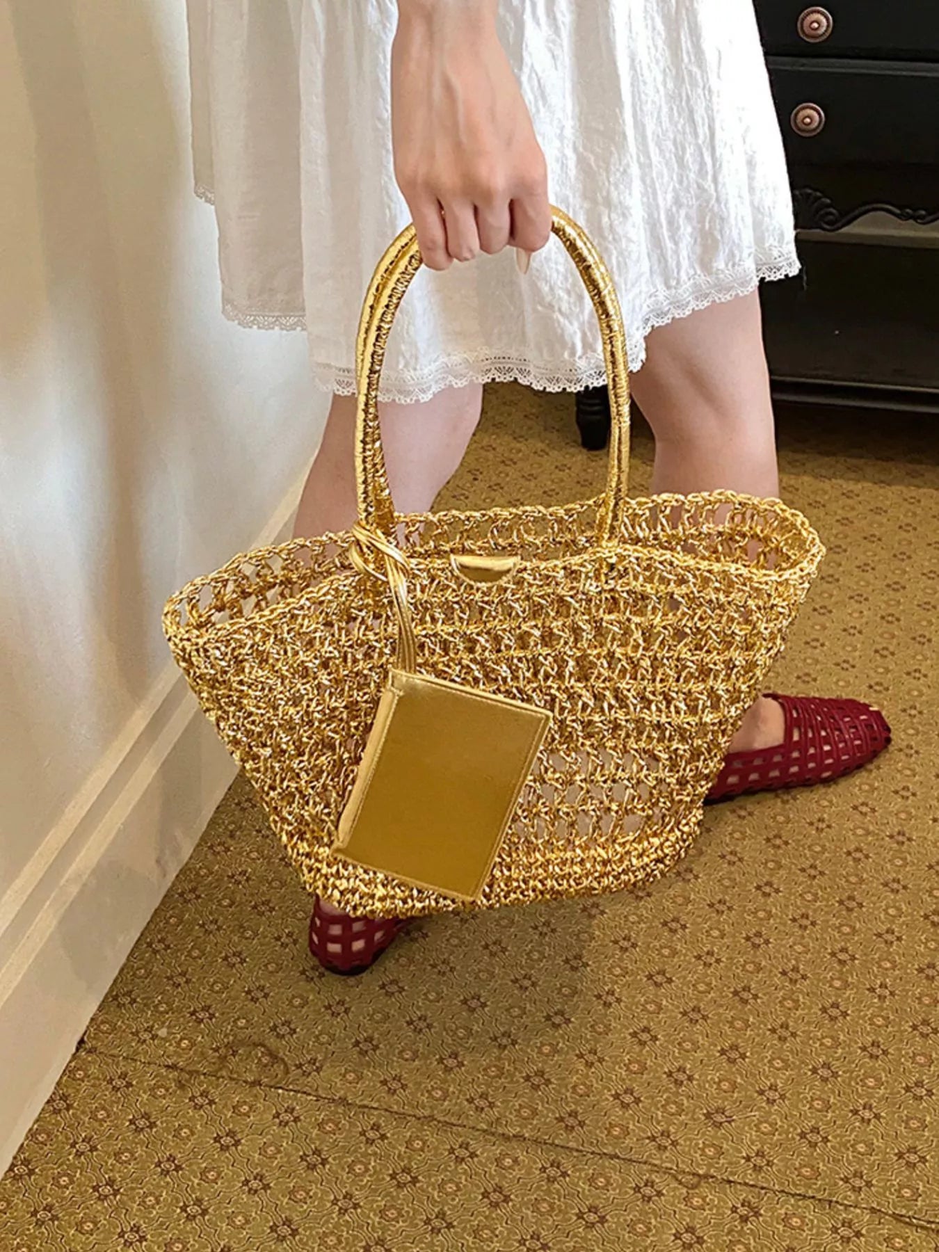 Woven Straw Tote Bag