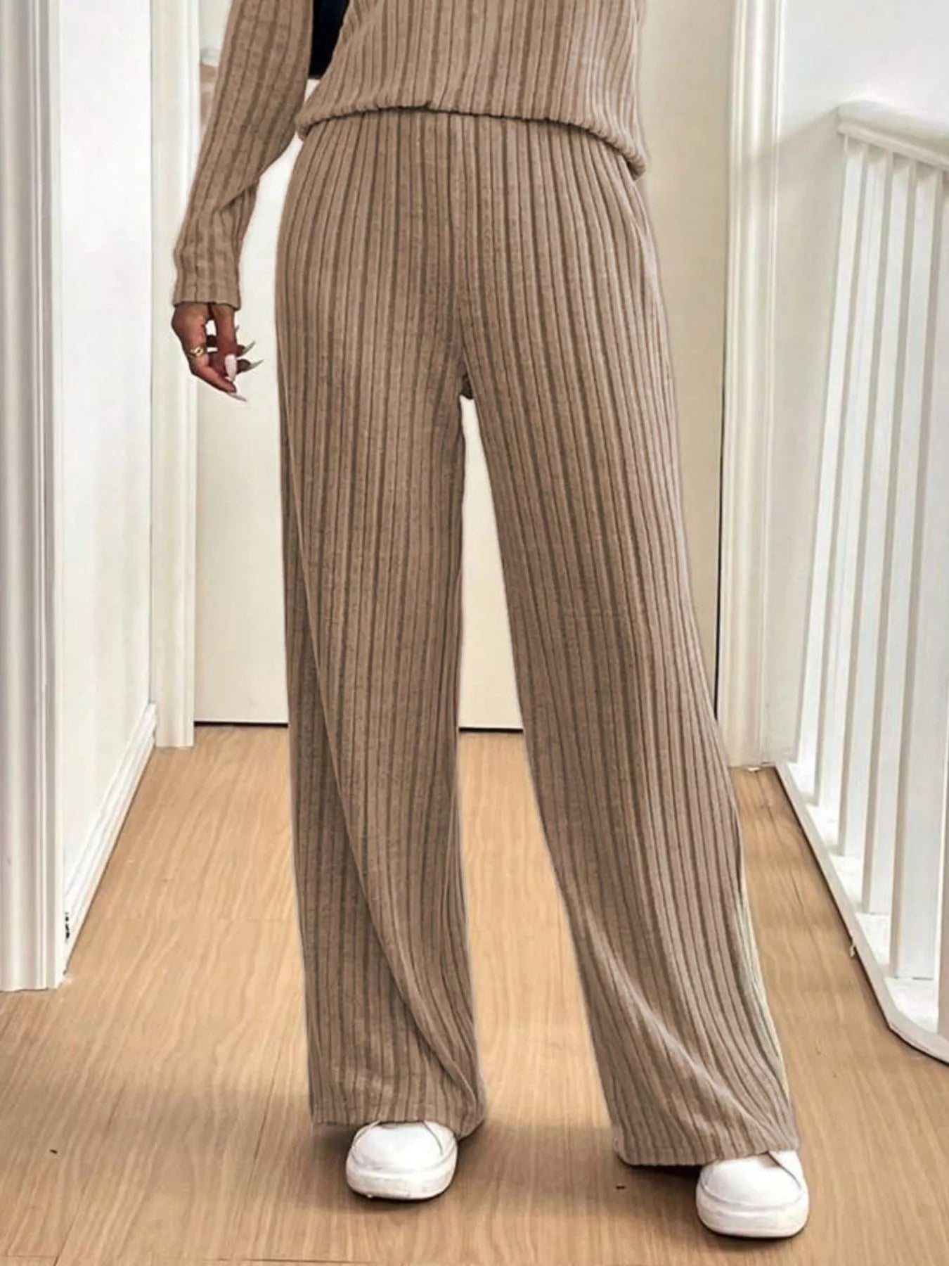 Button Detail Long Sleeve Top and Pants Set
