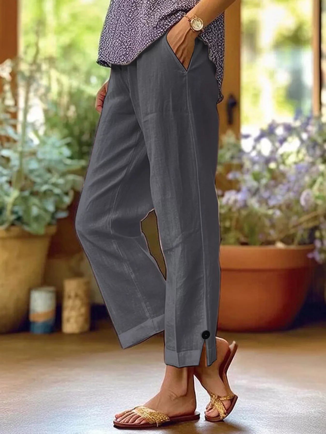 Full Size Casual Wide-Leg Pants Plus Size