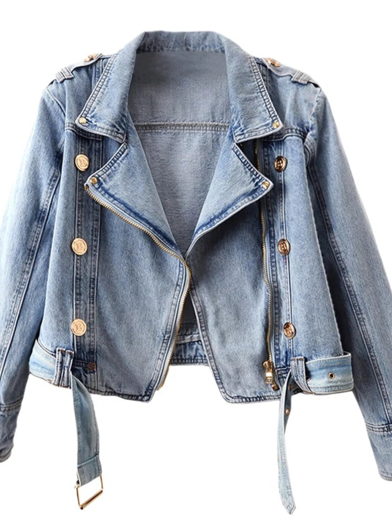Asymmetrical Zip Denim Jacket