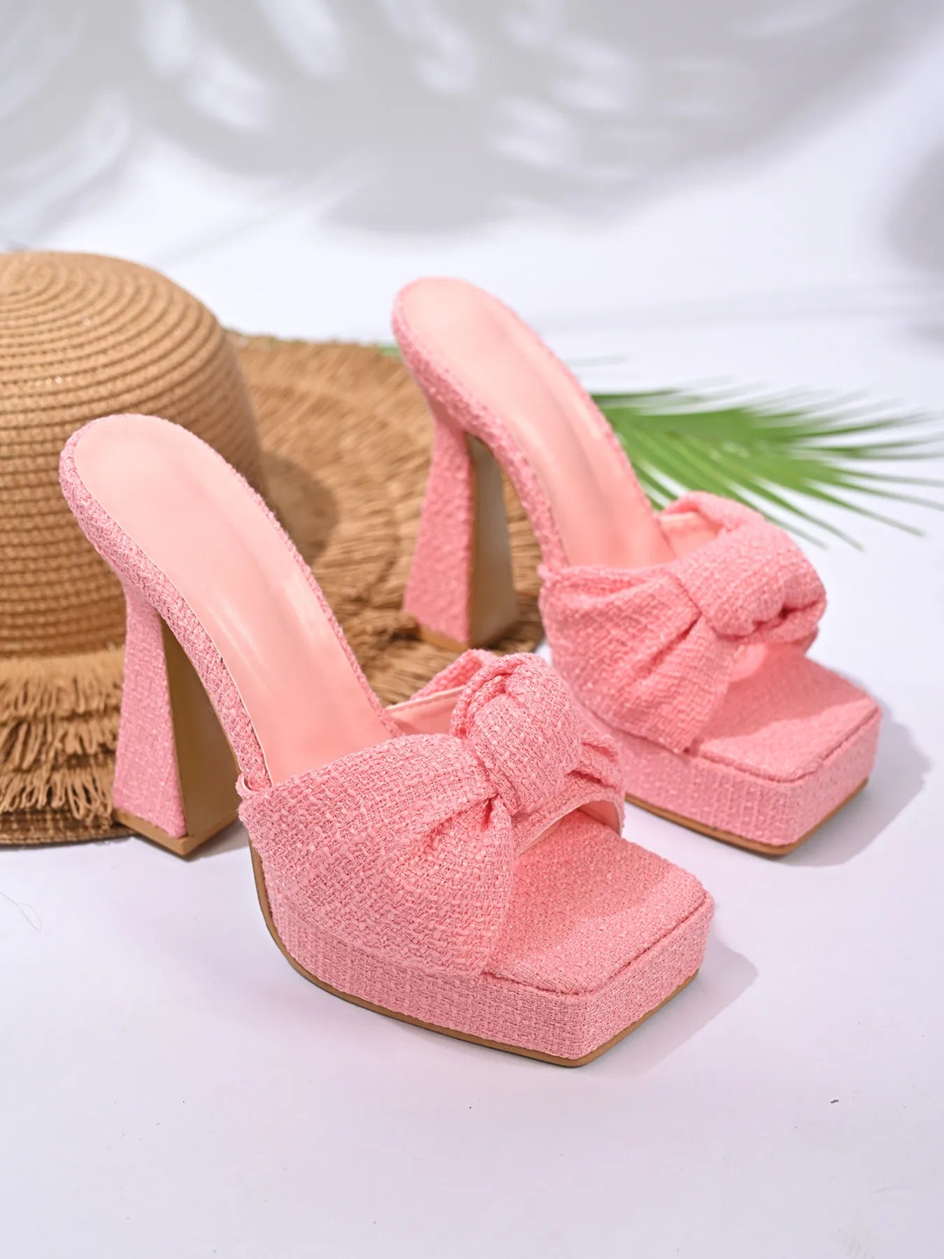 Bow Platform Block Heel Sandals