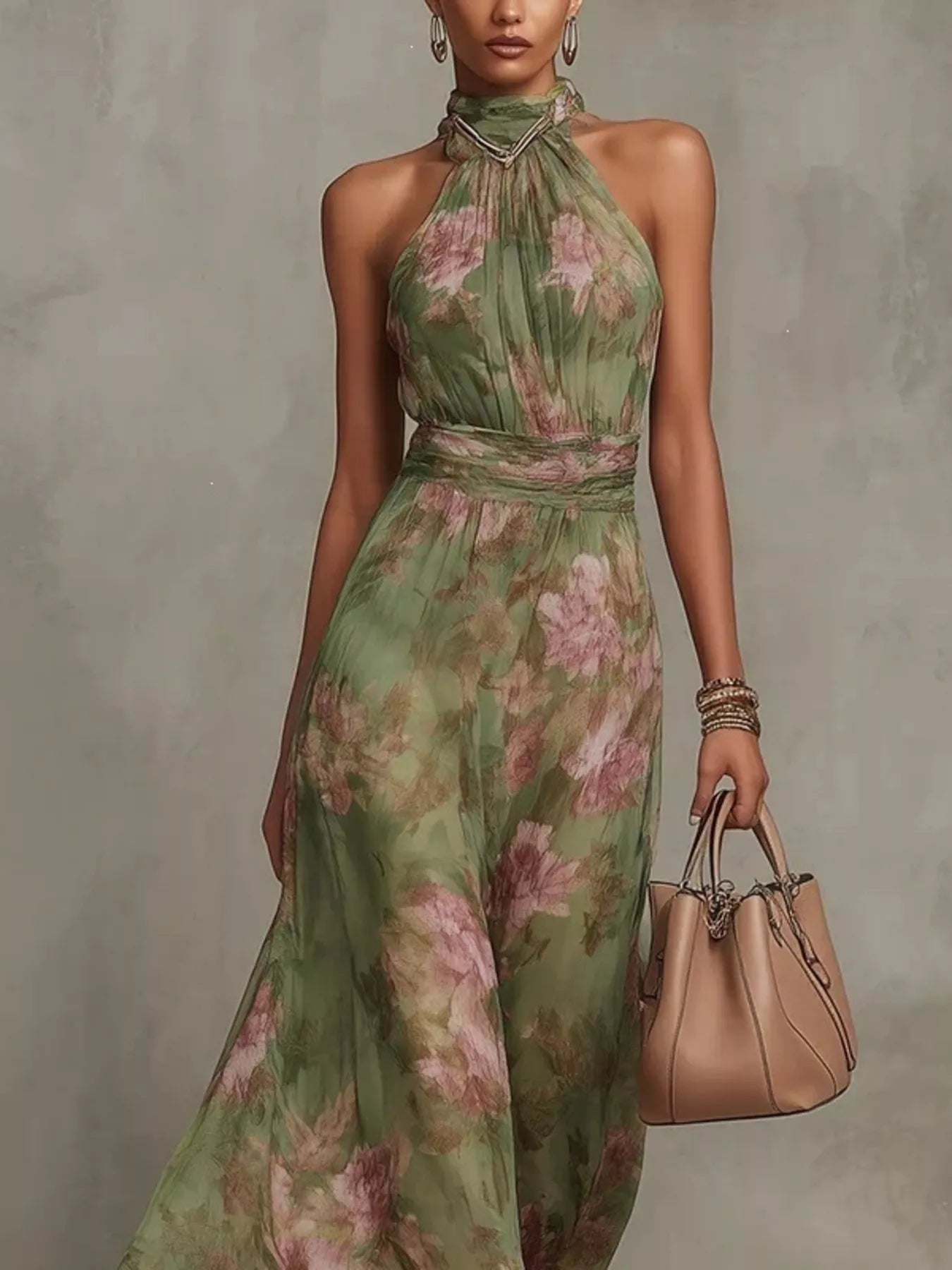 Full Size Floral Print Sleeveless Maxi Dress Plus Size