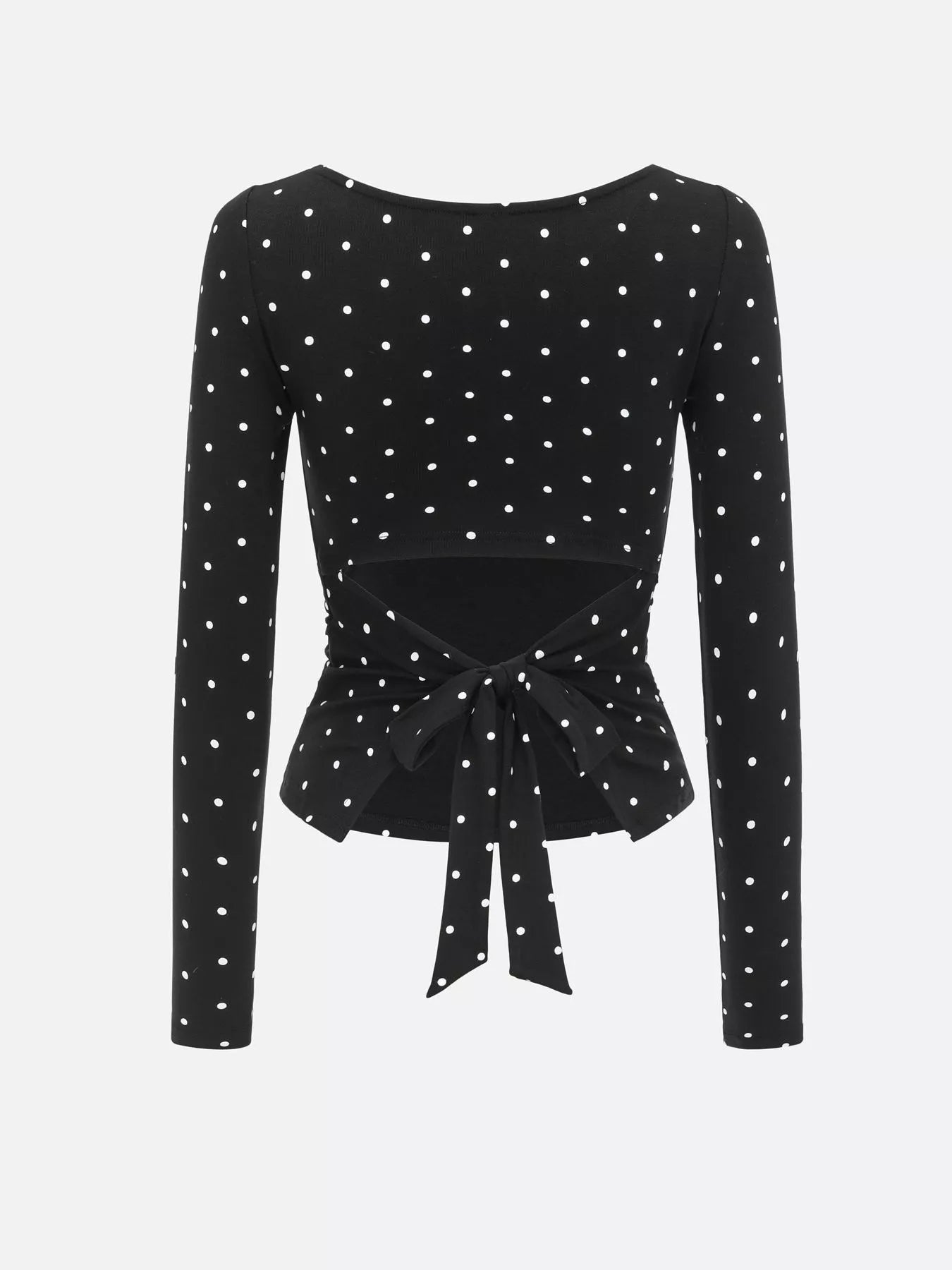 Long Sleeve Polka Dot Tie Back T-Shirt