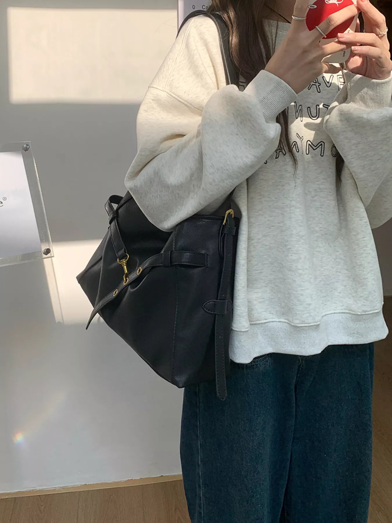 Buckle Decor Tote Bag