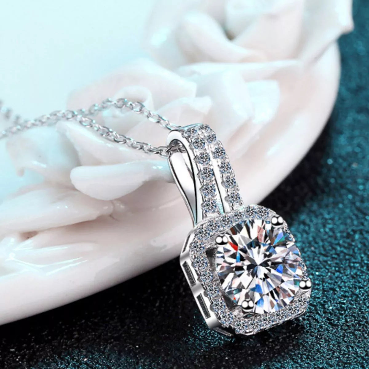 5 Carat Moissanite 925 Sterling Silver Pendant Necklace