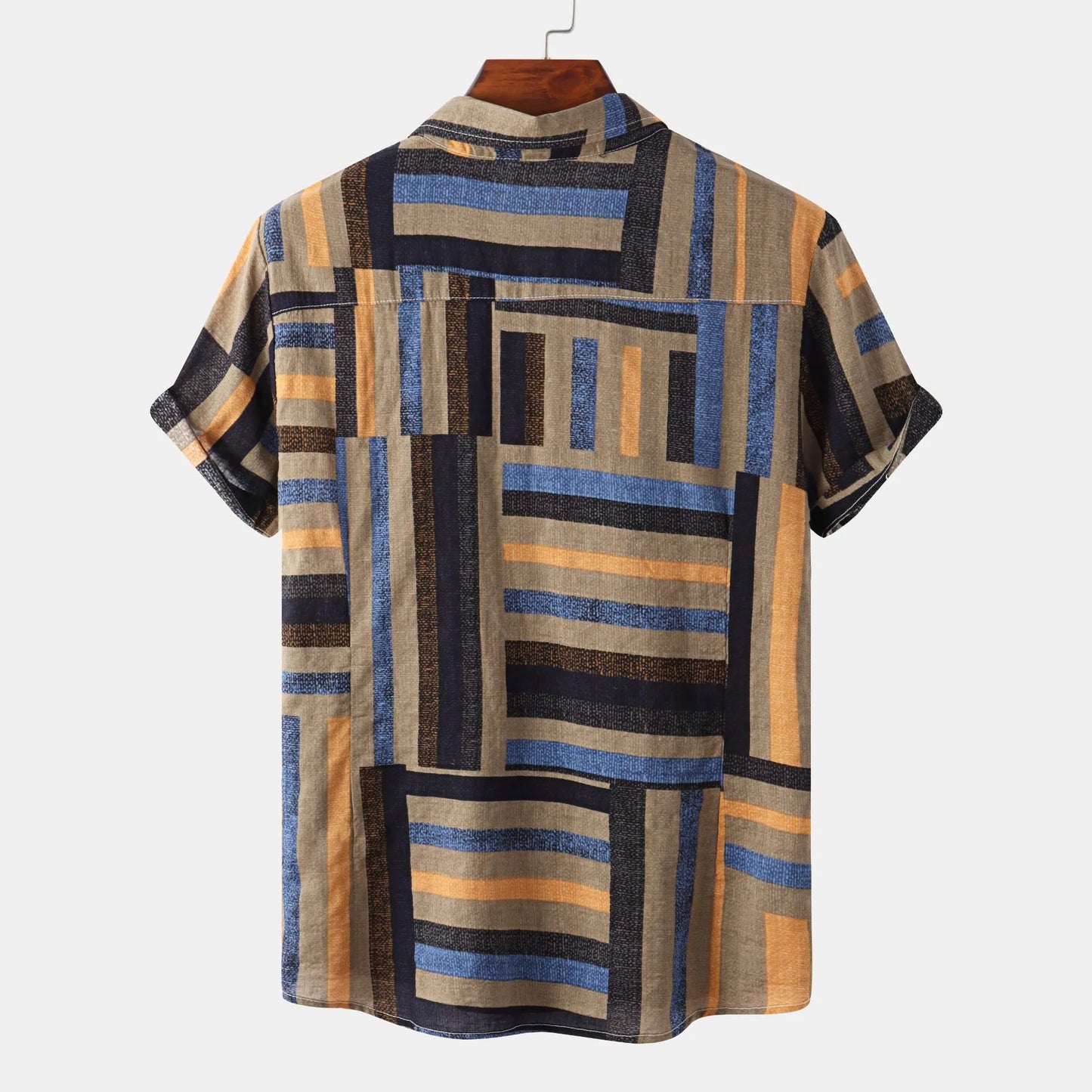 Men's Plus Size Geometric Print Short Sleeve Casual Shirt