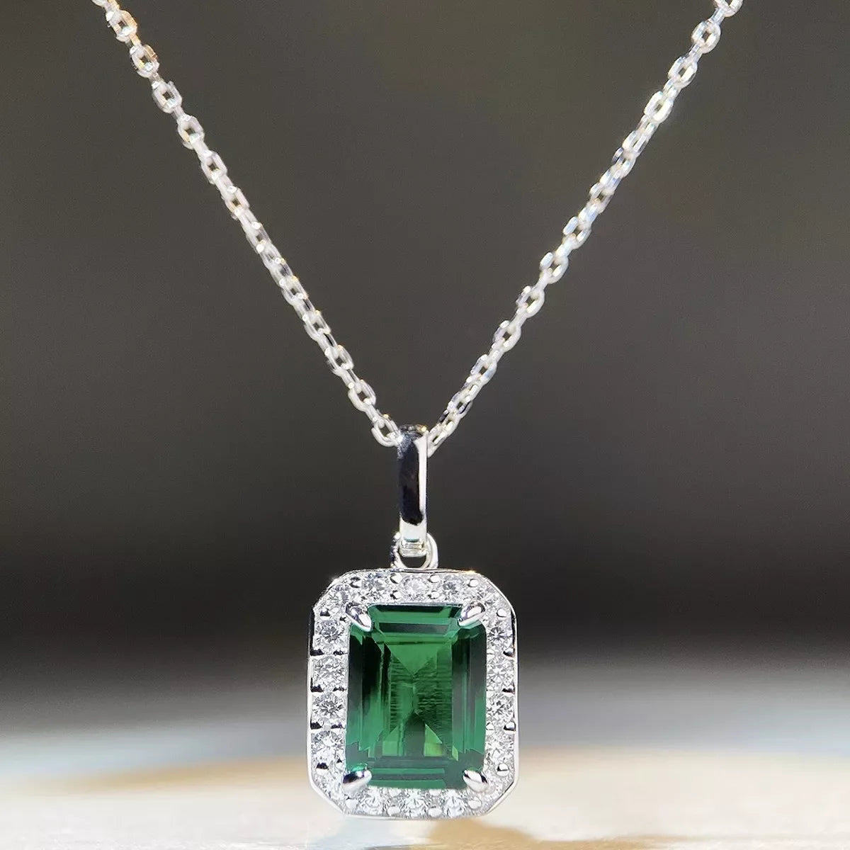 925 Sterling Silver Zircon Geometric Cross Necklace
