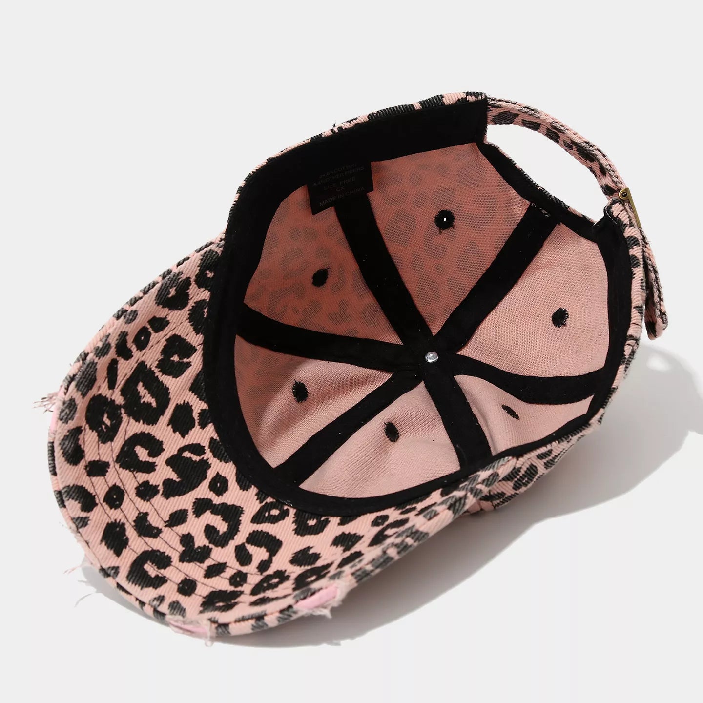 Distressed Leopard Print Cotton Baseball Cap