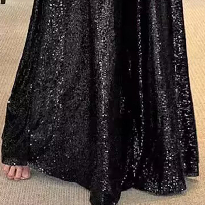 Women's Sequin Palazzo Pants Glitter Casual Loose Wide Leg Long Trouser (See size chart where applicable)