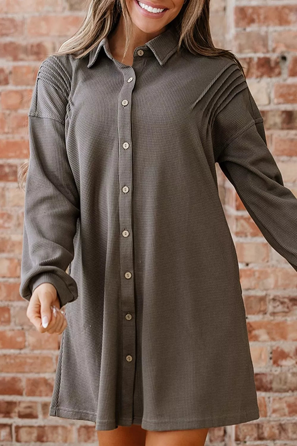 Casual Button-Down Dress with Pockets
