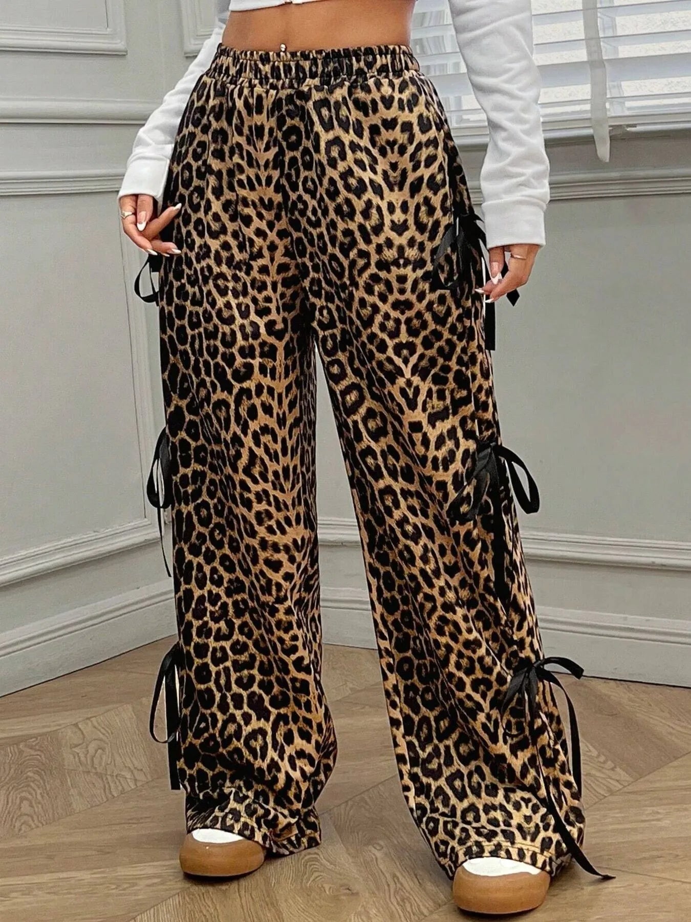 Cargo Wide Leg Pants with Side Tie Details