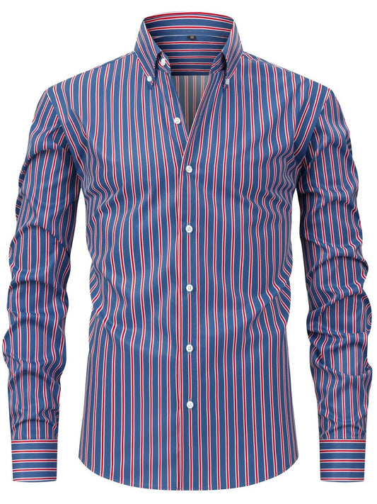 Men's Full Size Striped Button-Down Shirt Plus Size