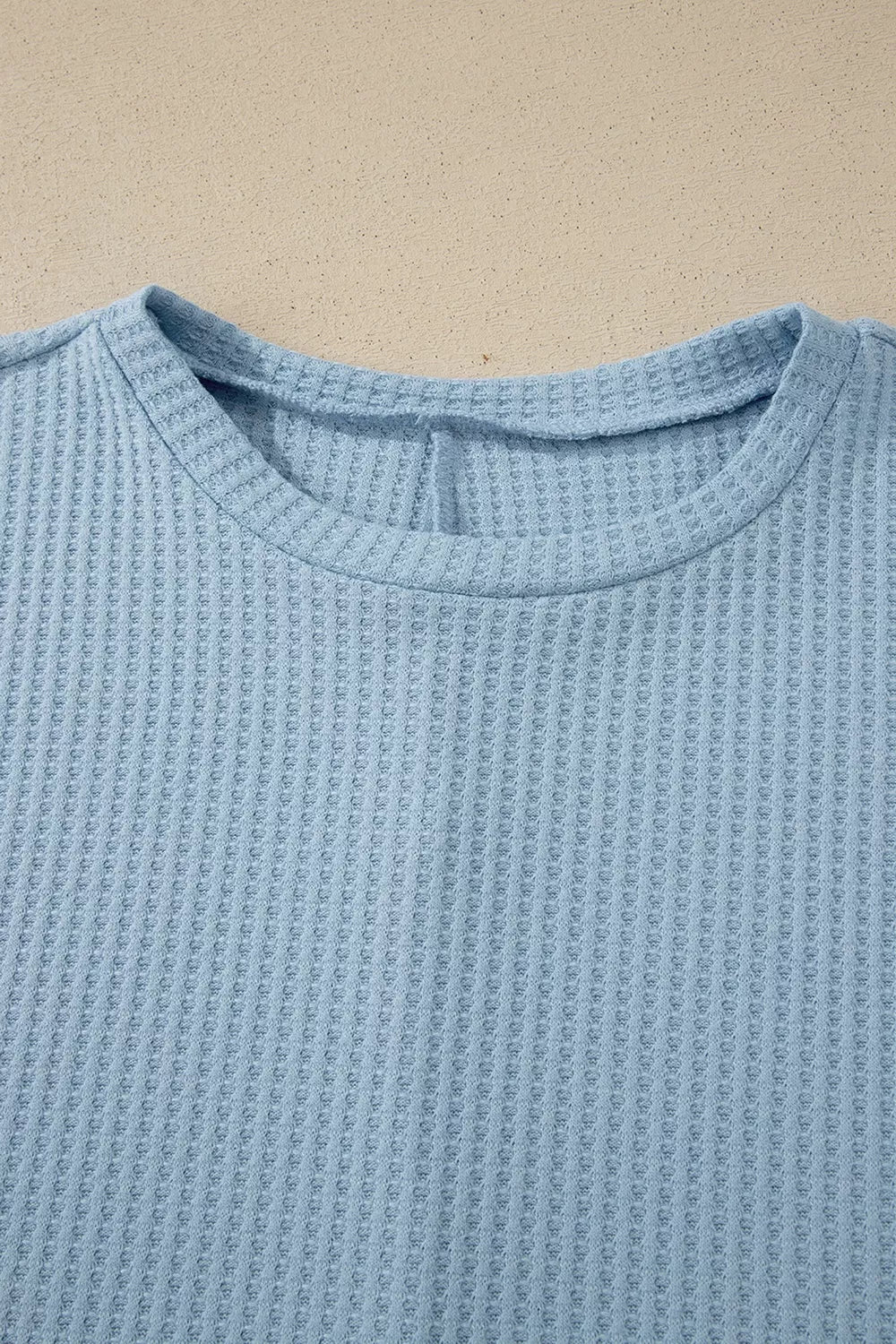 Waffle Textured Knit Dolman Short Sleeve Loose Top