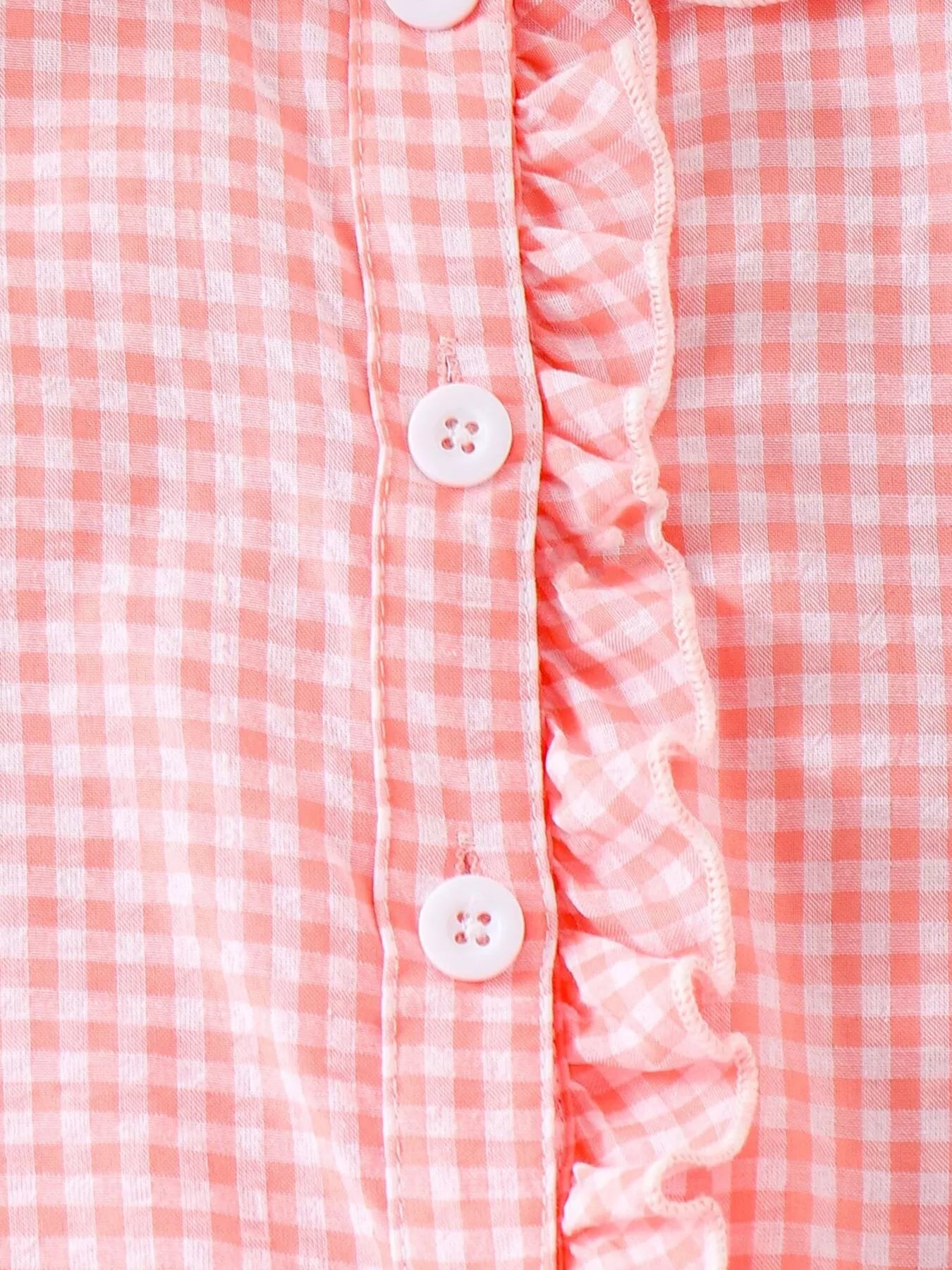 Children's Gingham Ruffle Collar Sleeveless Shirt