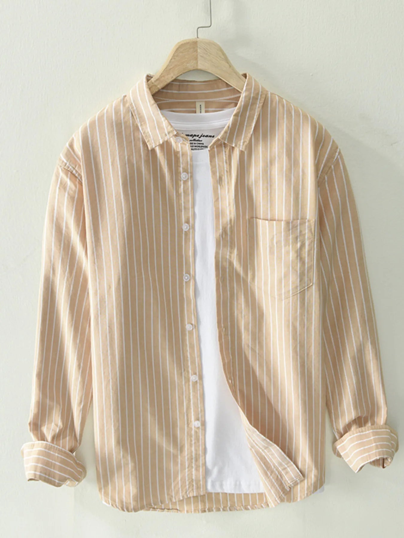 Men's Plus Size Striped Button Up Long Sleeve Shirt
