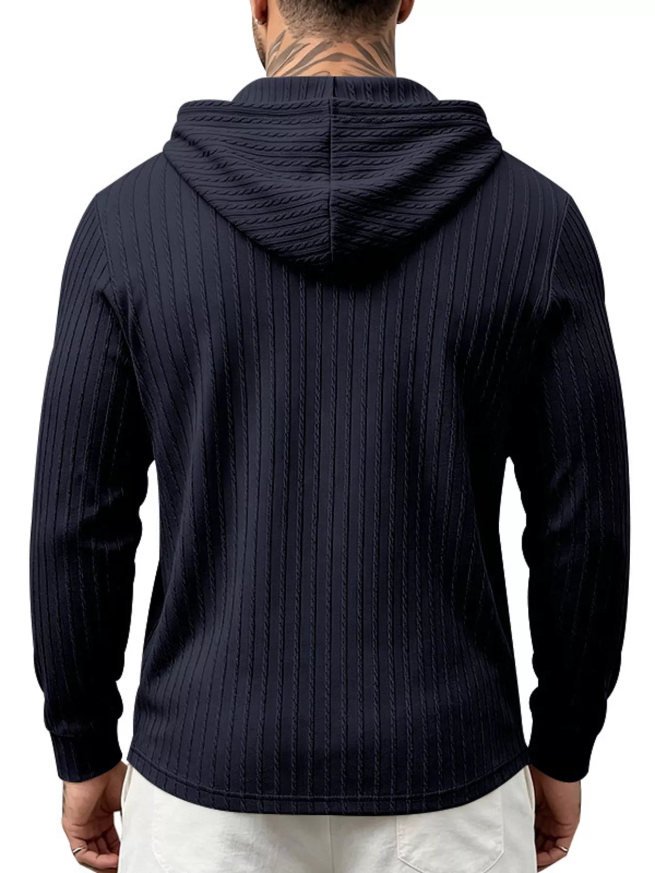 Men's Full Size Casual Kangaroo Pocket Knit Hoodie Plus Size