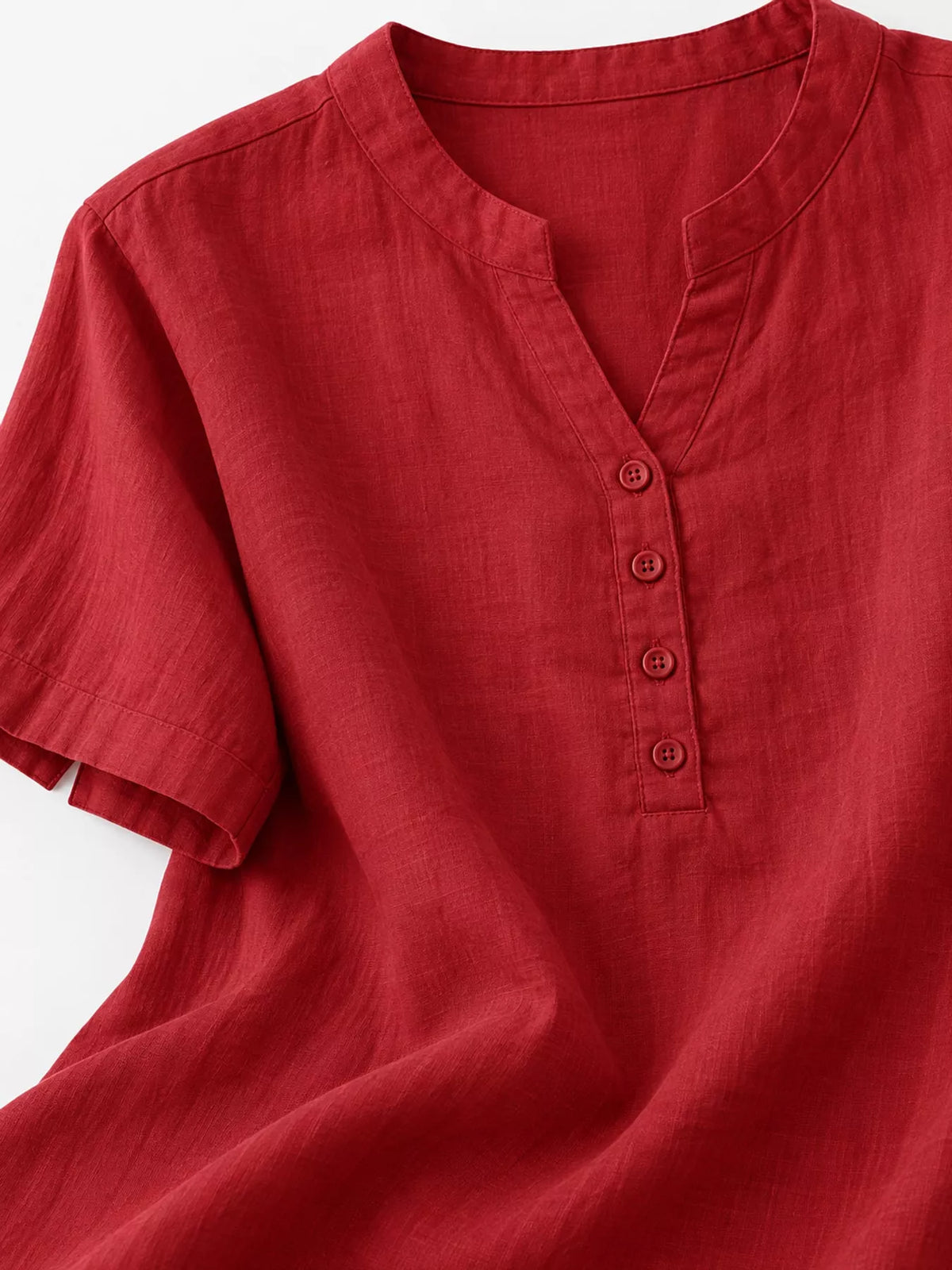 Full Size Notched Short Sleeve Oversize Blouse Plus Size