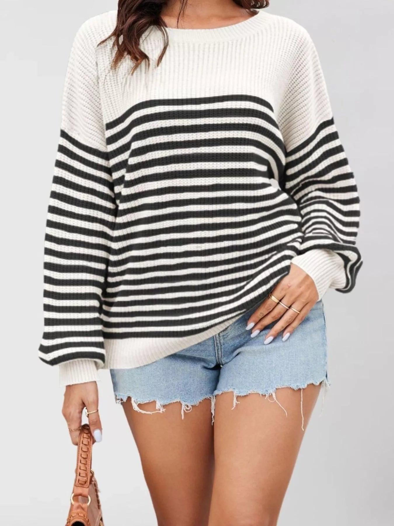 Striped Knit Long Sleeve Sweater