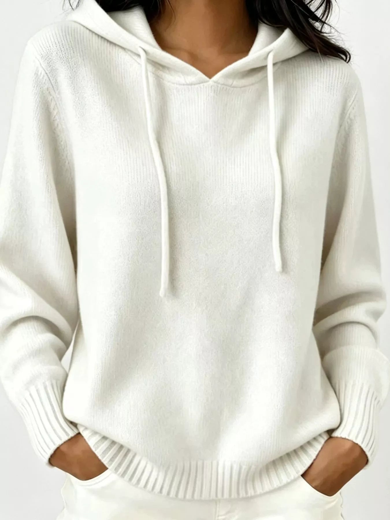 Cozy Ribbed Long‑Sleeve Hooded Sweater