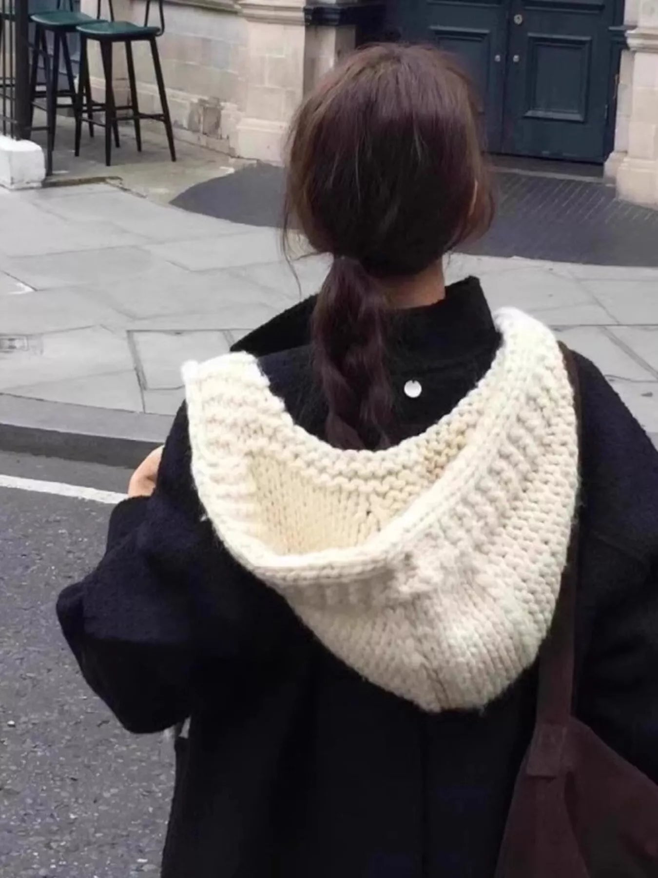 Knitted Hooded Scarf Hat