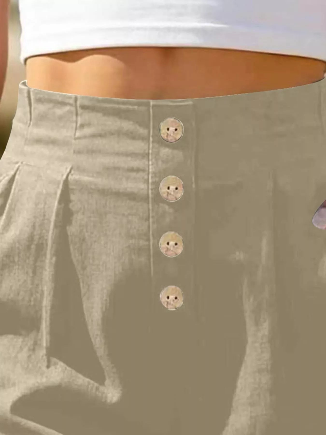 Button Fly High Waist Shorts