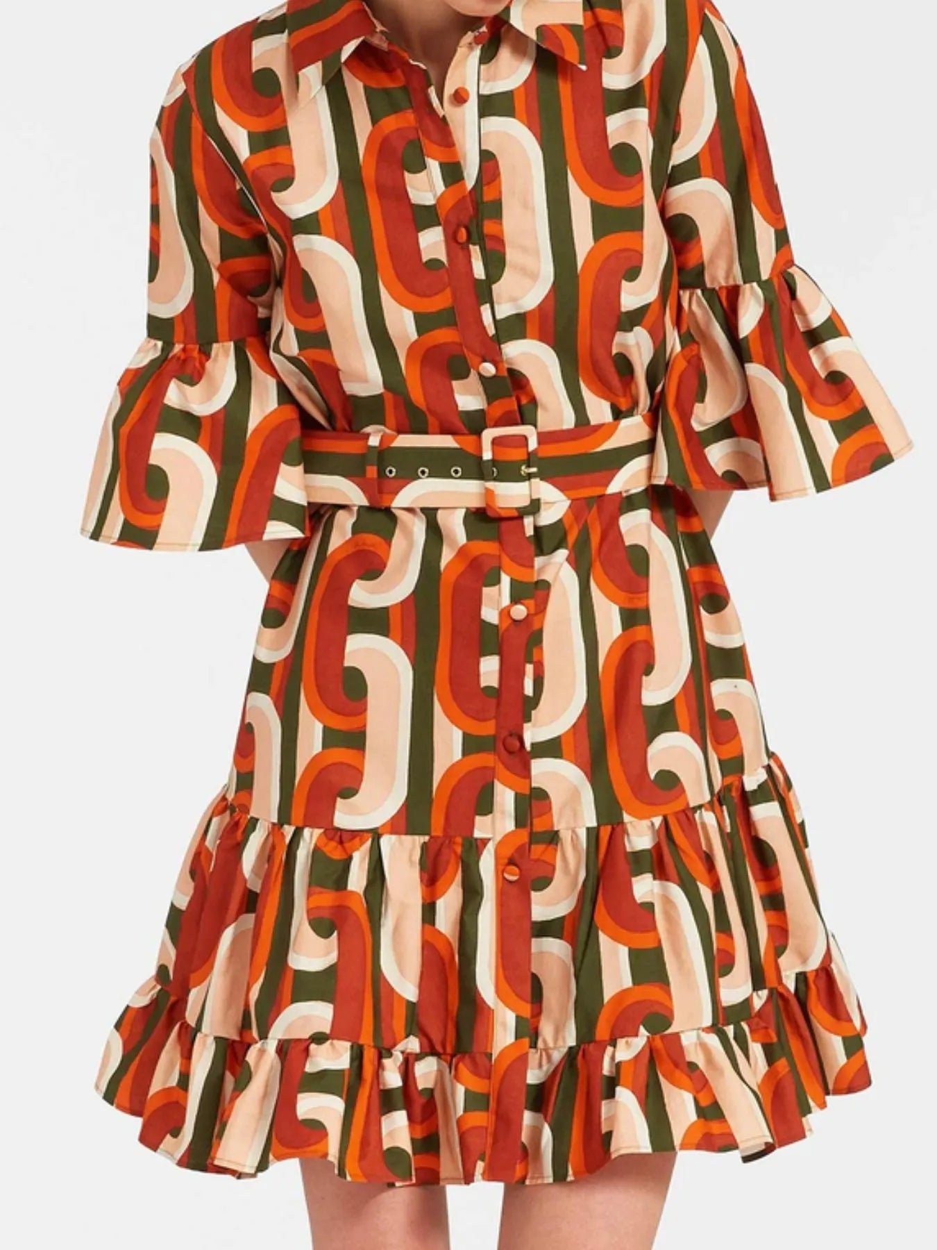 Floral Print Ruffle Sleeve Mini Dress