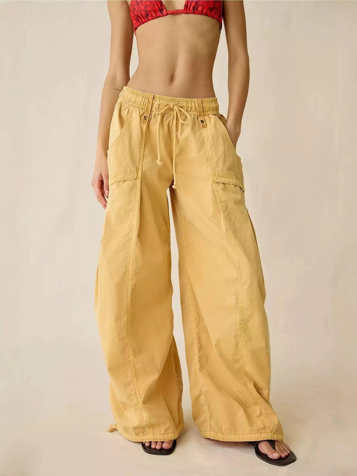 High-Waisted Cargo Wide-Leg Pants