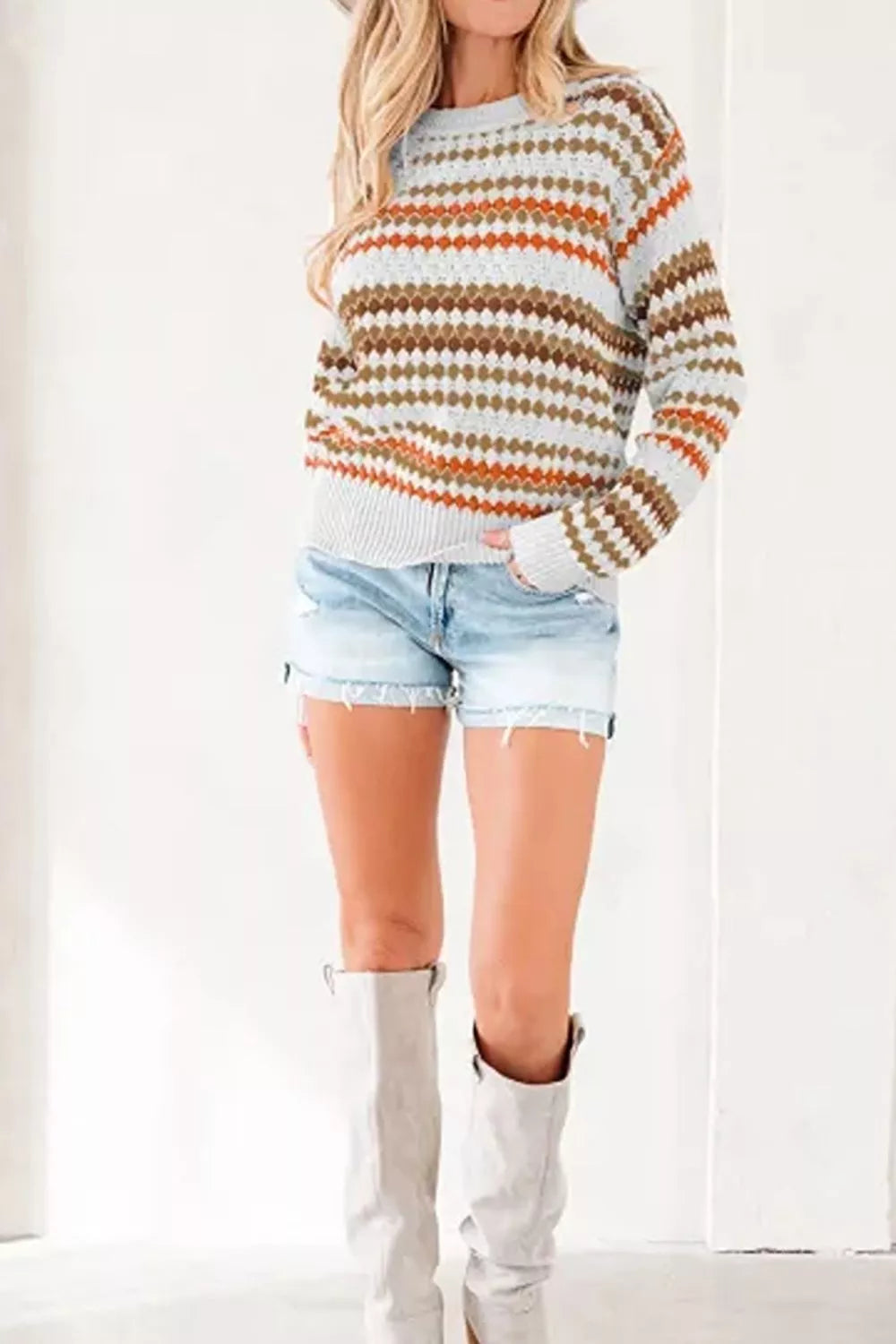 Striped Geometric Pattern Sweater