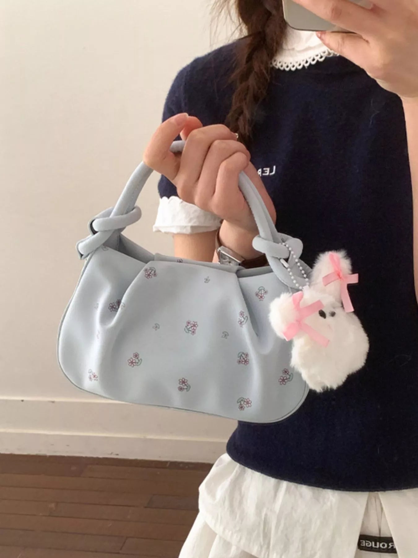 Floral Ruched Crossbody Bag