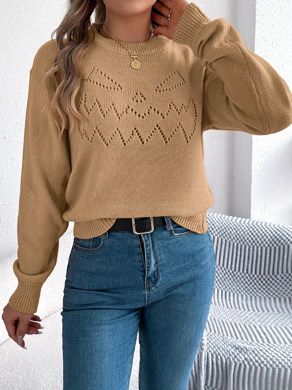 Halloween Pumpkin Face Knit Top