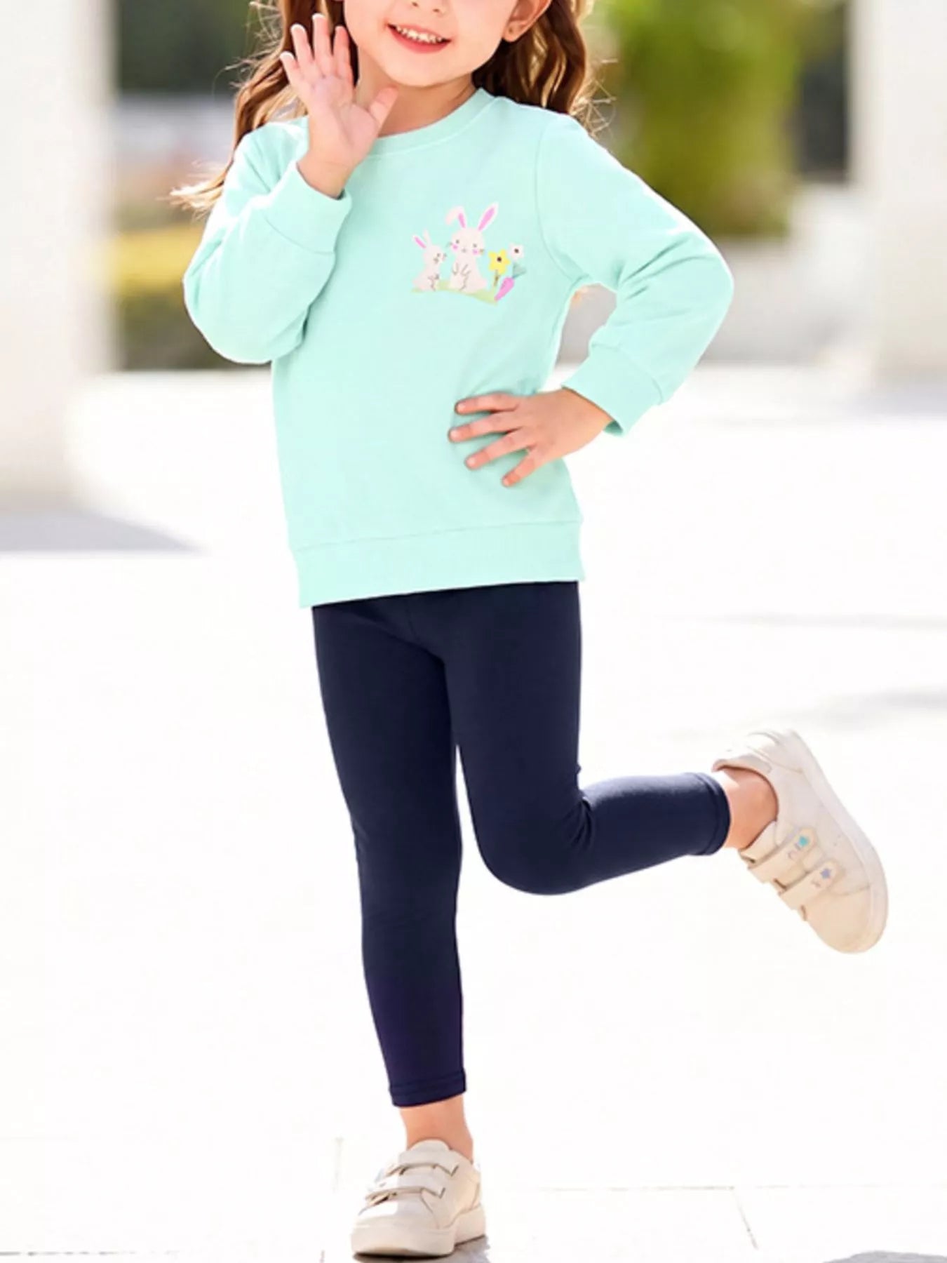 Children's Bunny Graphic Sweatshirt and Leggings Set