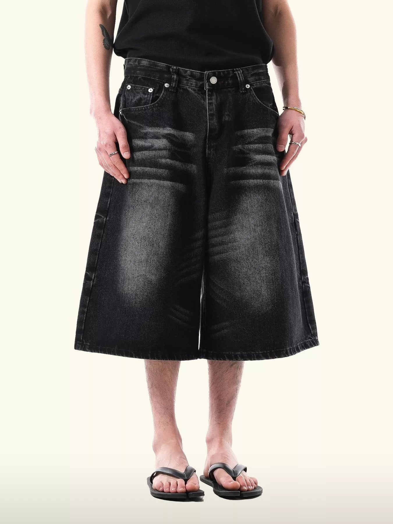 Men's Wide Leg Denim Capris