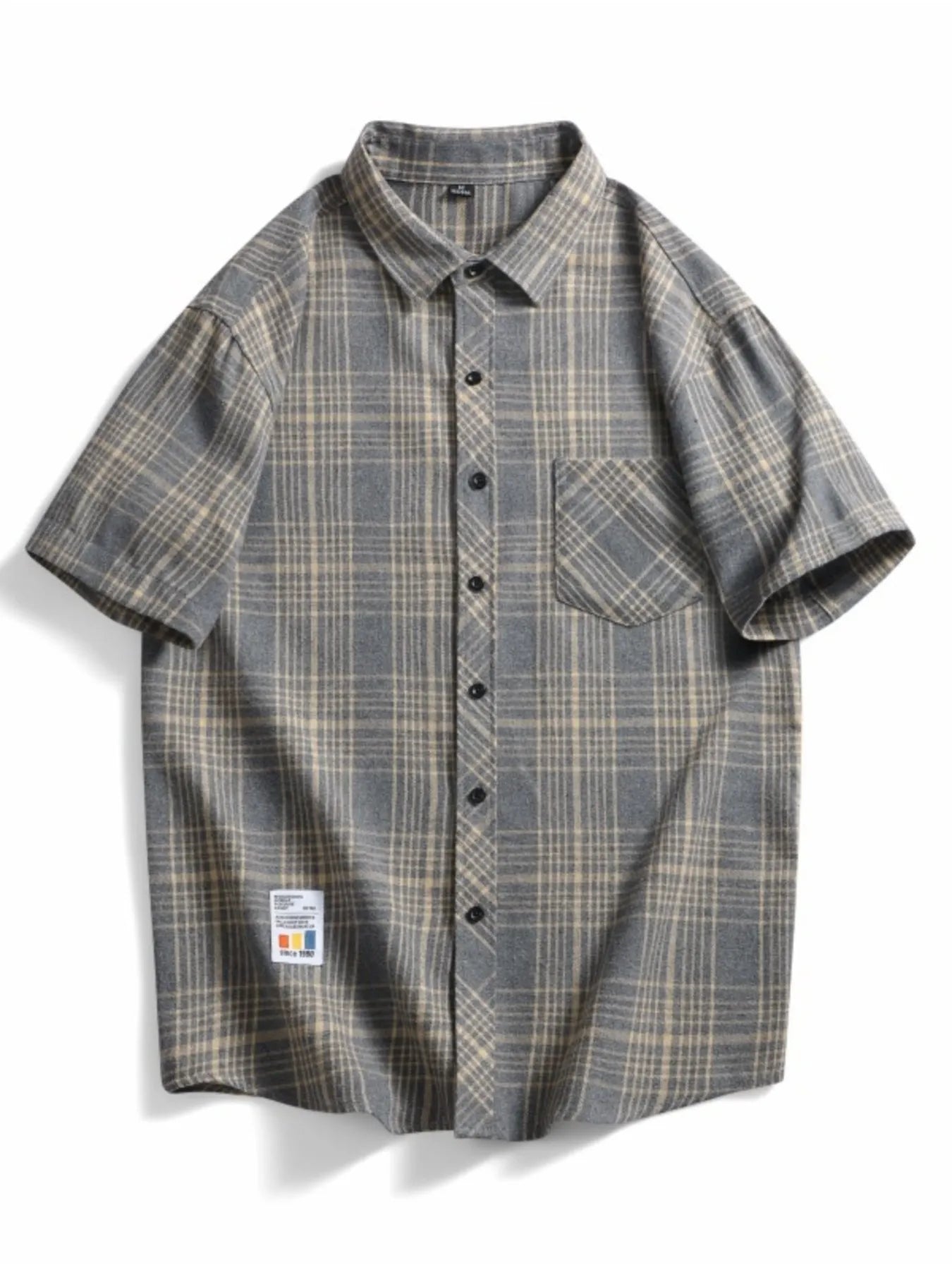 Men's Plus Size Casual Plaid Short Sleeve Shirt