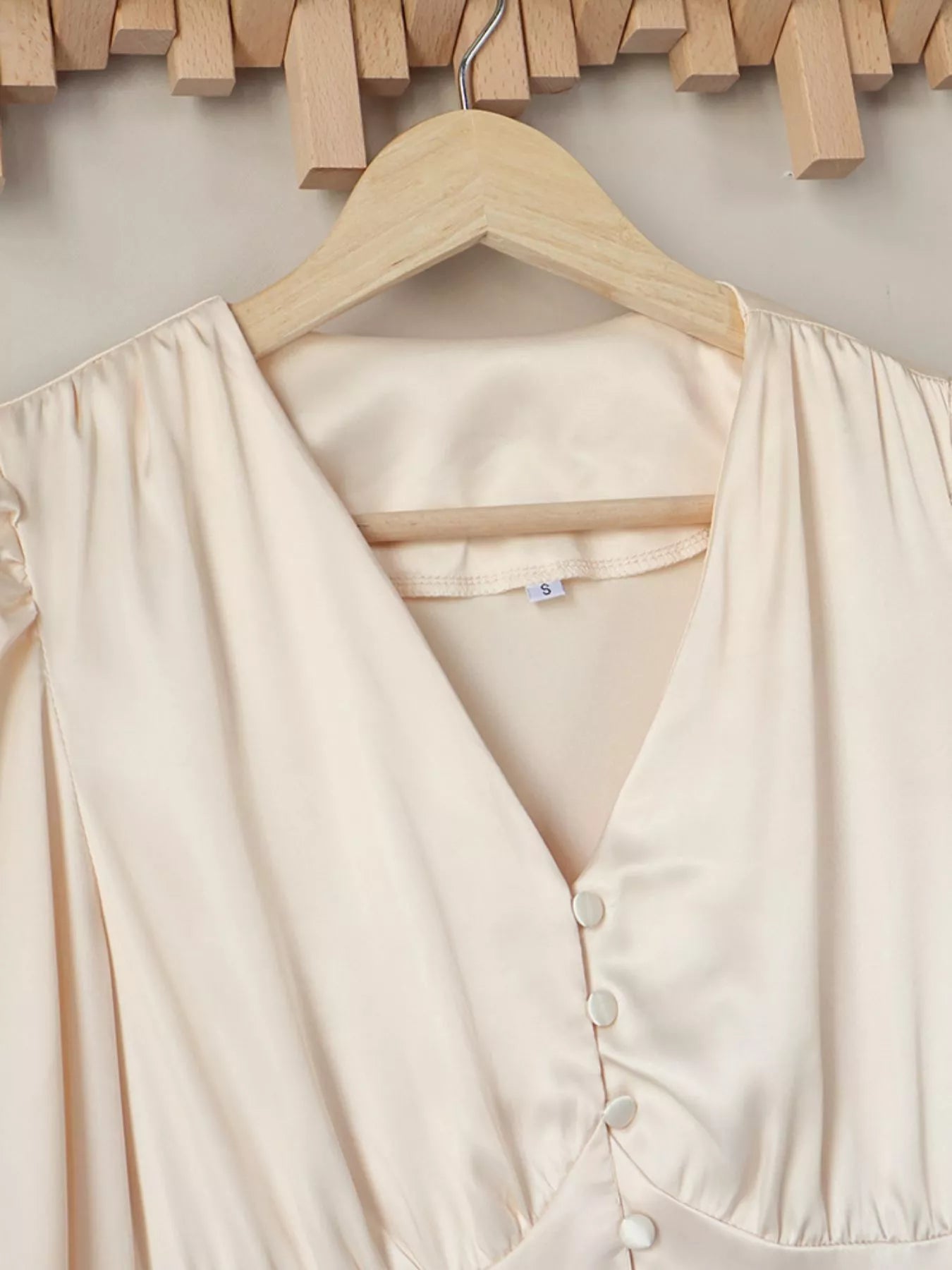 V-Neck Lantern Sleeve Midi Dress