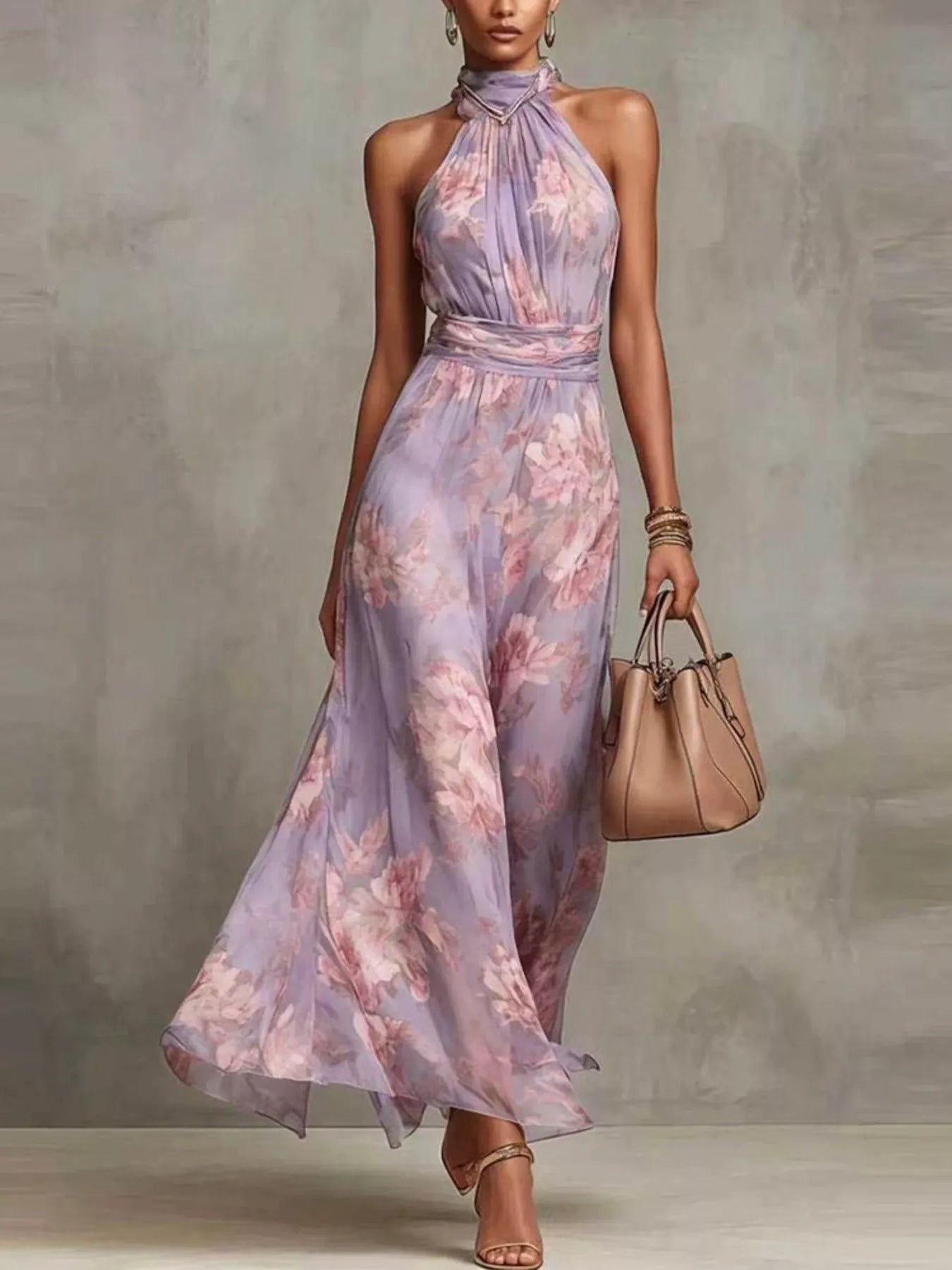 Full Size Floral Print Sleeveless Maxi Dress Plus Size