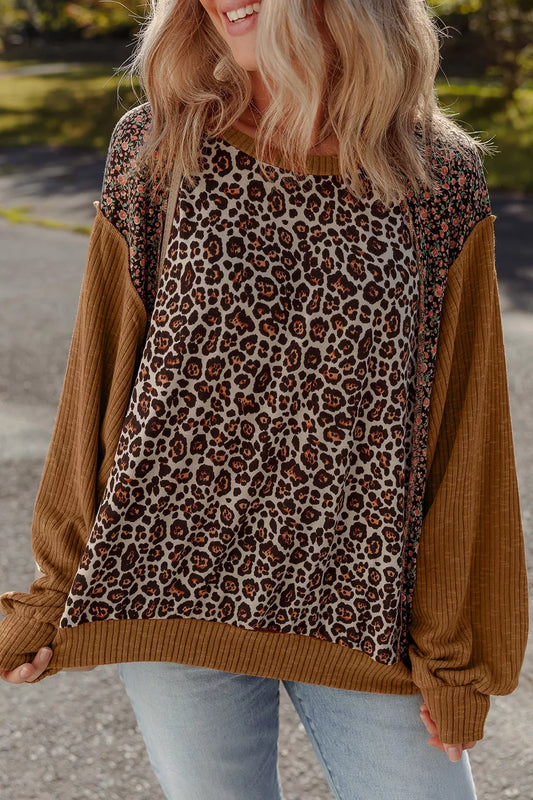 Leopard Print Long Sleeve Sweatshirt