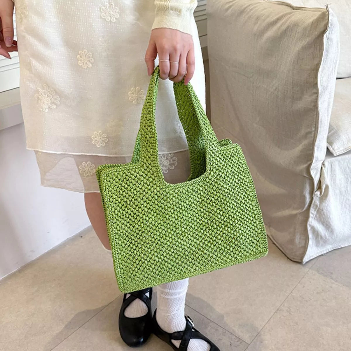 Woven Straw Handbag