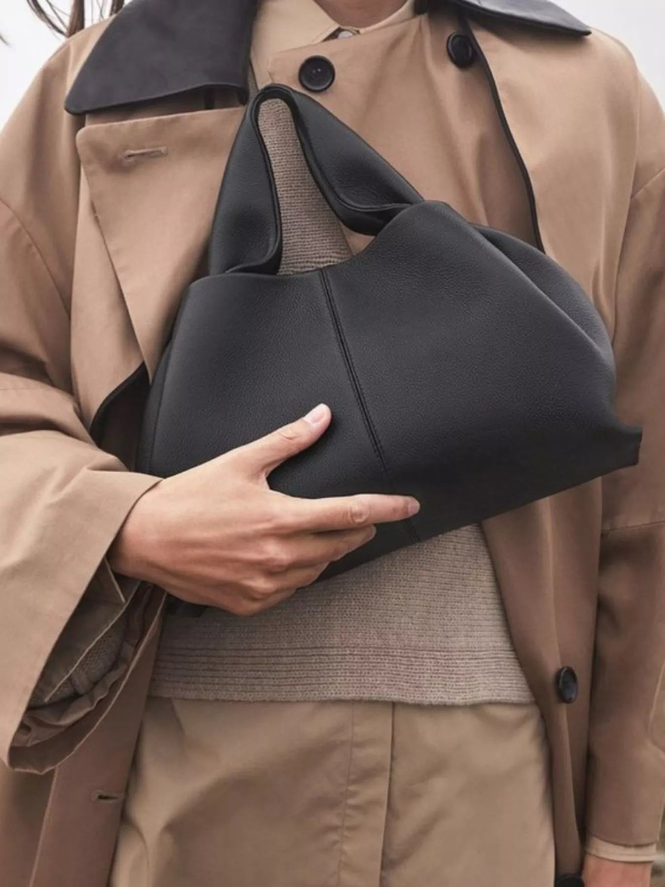 PU Leather Ruched Crossbody Handbag