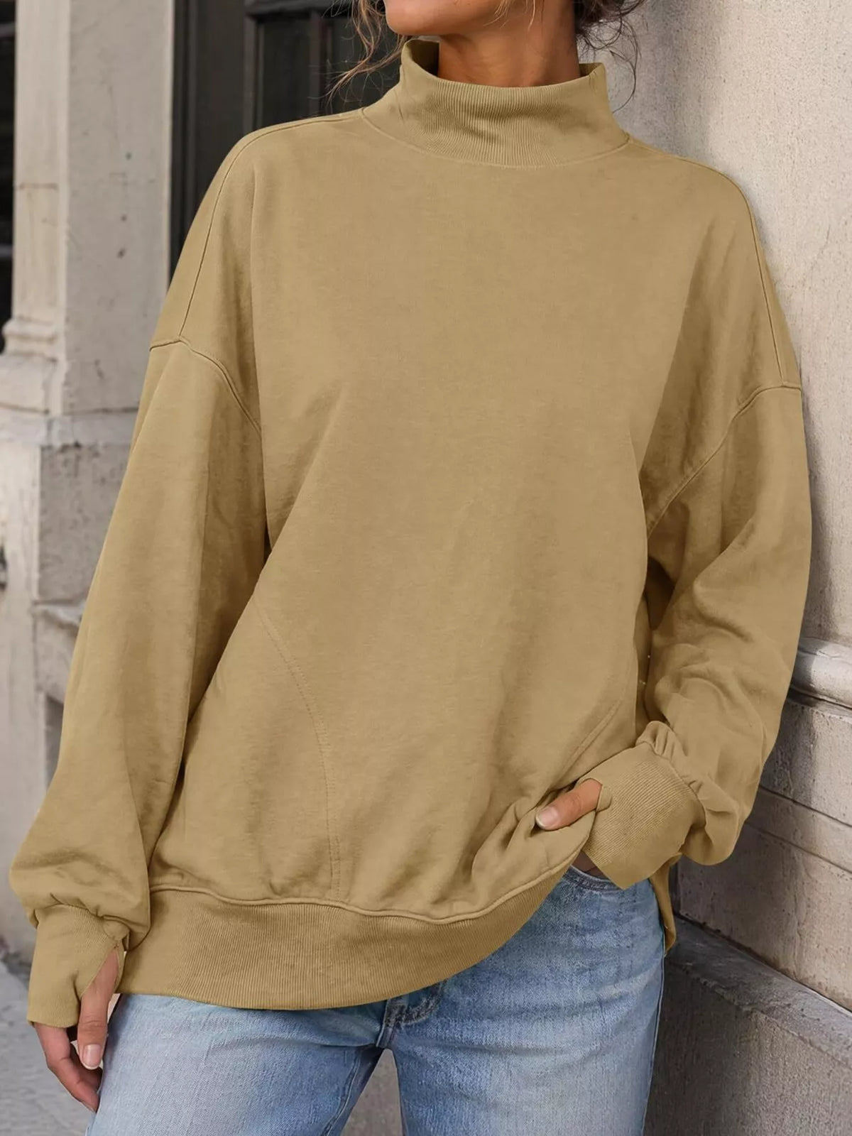 Mock Neck Oversized Sweatshirt