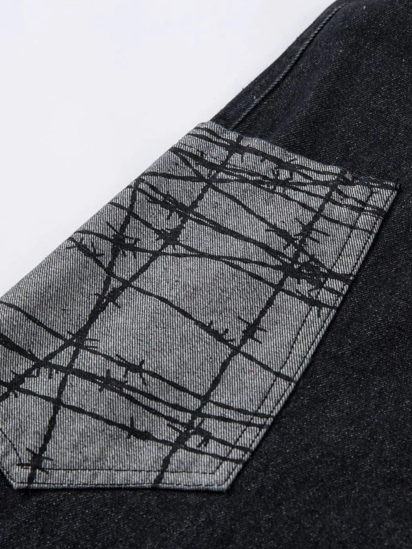 Men's Wide Leg Cargo Jeans with Contrast Panels