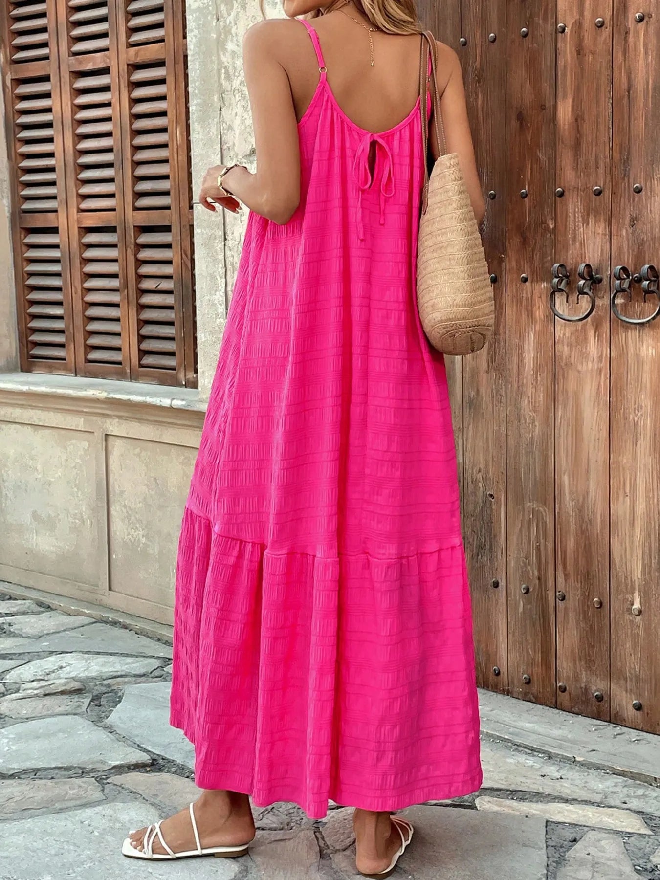 Scoop Neck Tiered Maxi Cami Dress