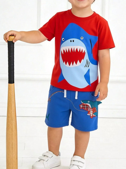 Children's Shark Graphic Tee and Shorts Set