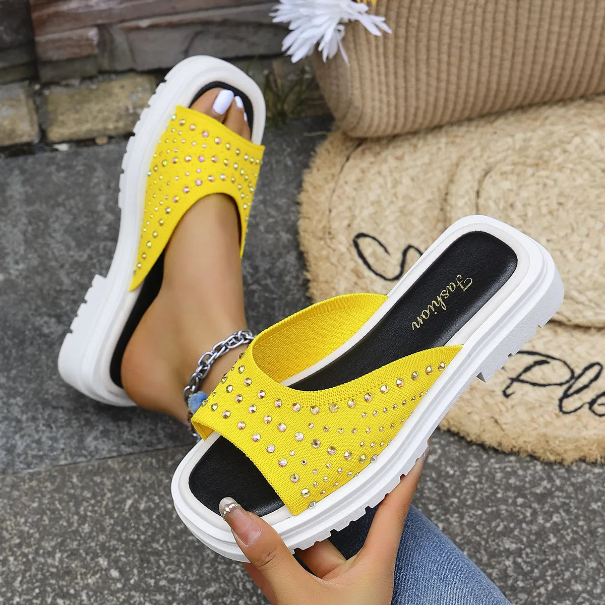 Rhinestone Open Toe Sandals