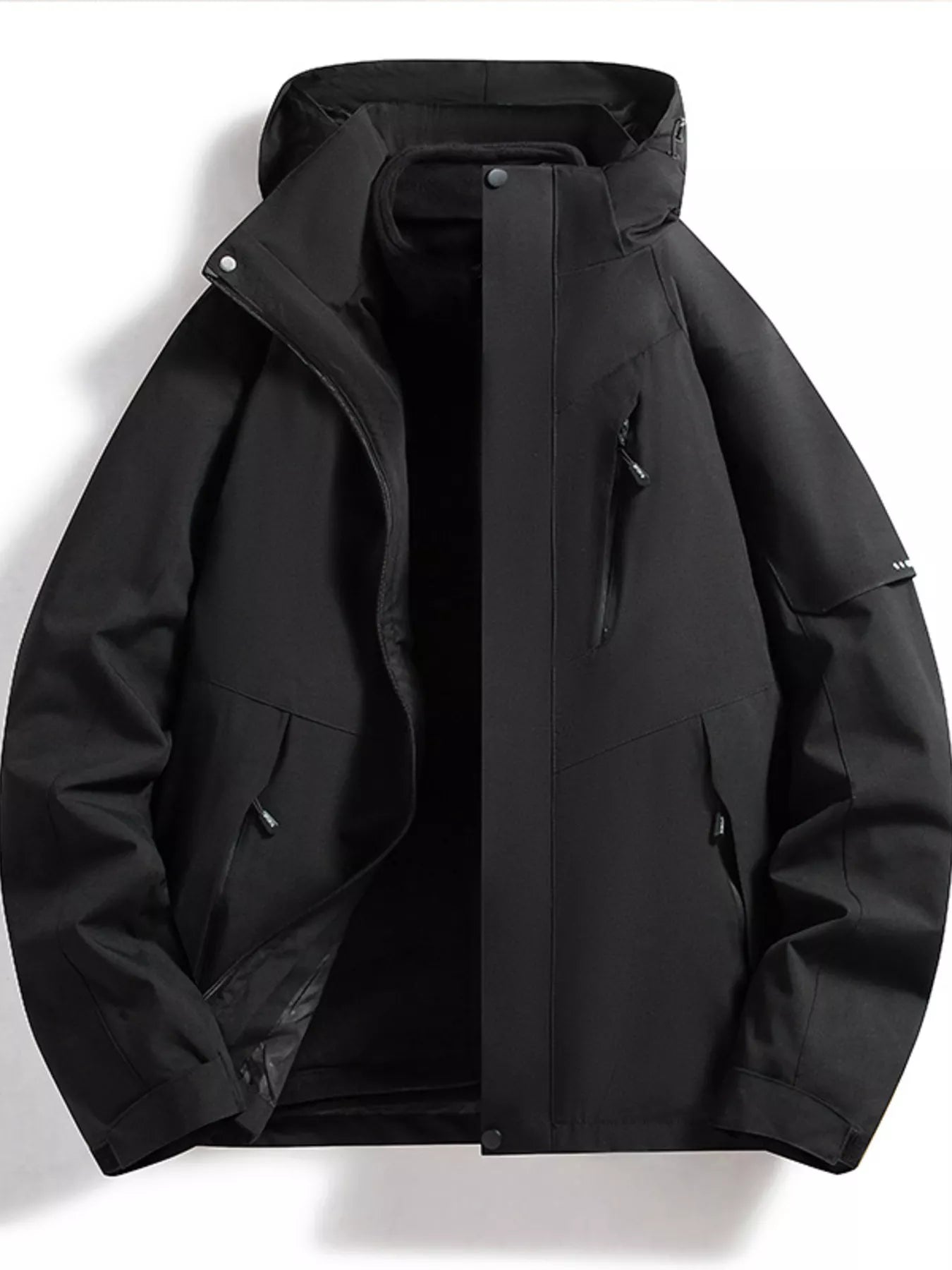 Men's Full Size Zip Up Hooded Waterproof Outdoor Jacket Plus Size